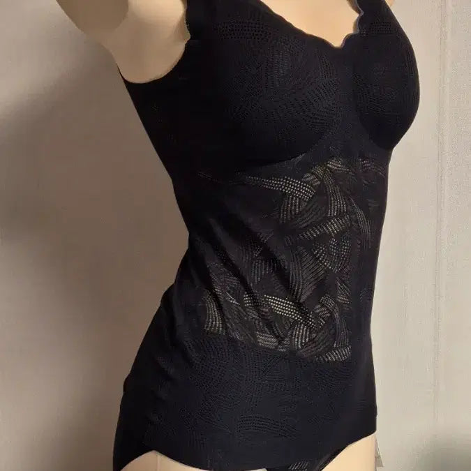 [BUNJANG] Black Lace Shaping Camisole Set (80A, M) / 블랙 레이스 보정쉐이퍼 80A  M 팬티 세트