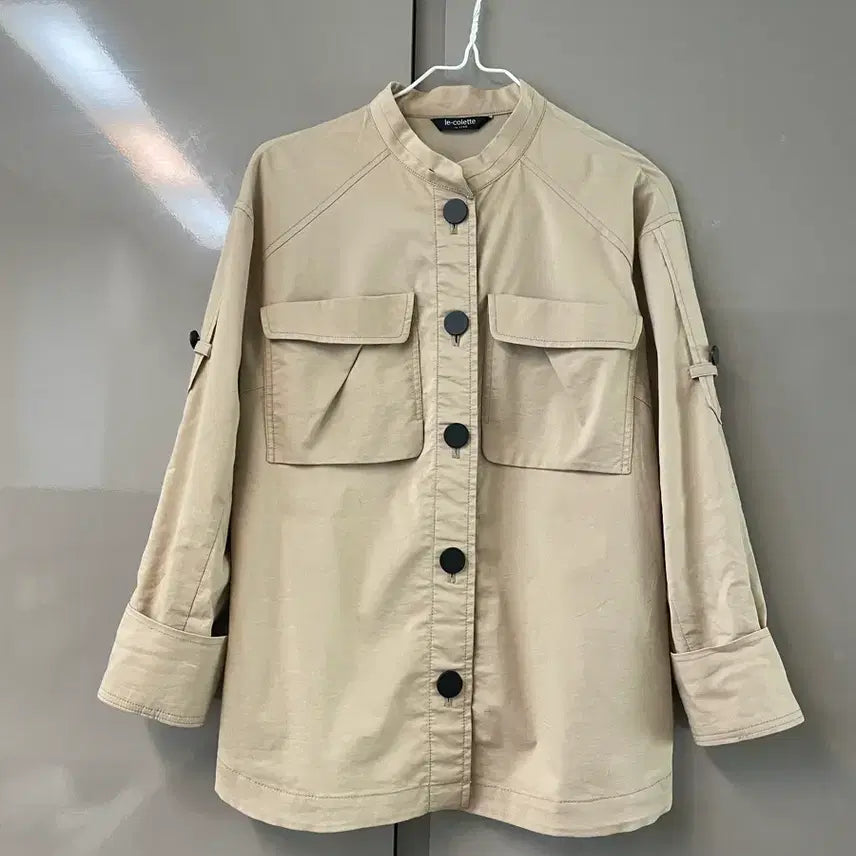[BUNJANG] Lynn Roll-Up Sleeve Shirt Blouse Beige / Lynn(린) 셔츠형 롤업 블라우스 55