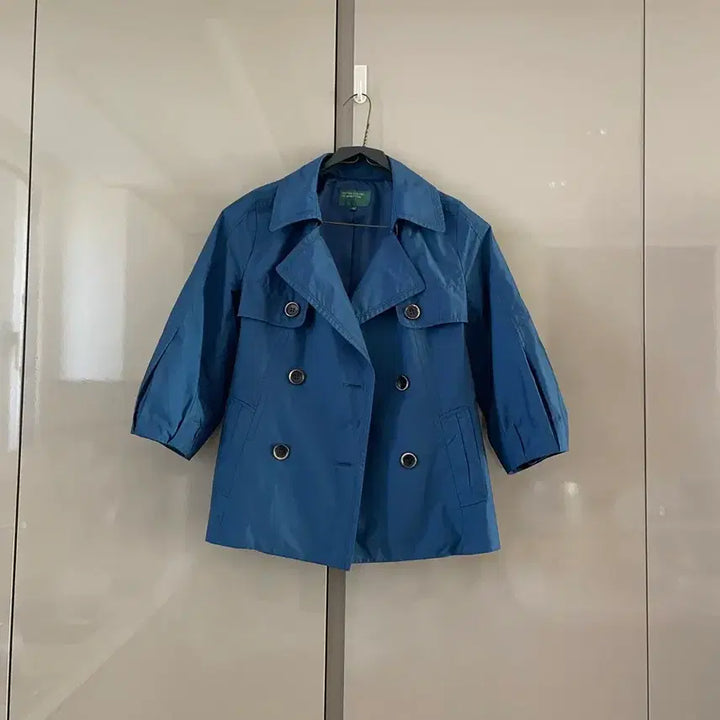 [BUNJANG] Benetton 7-Sleeve Short Trench Coat / 베네통 7부 딥블루 숏 트렌치 코트 42