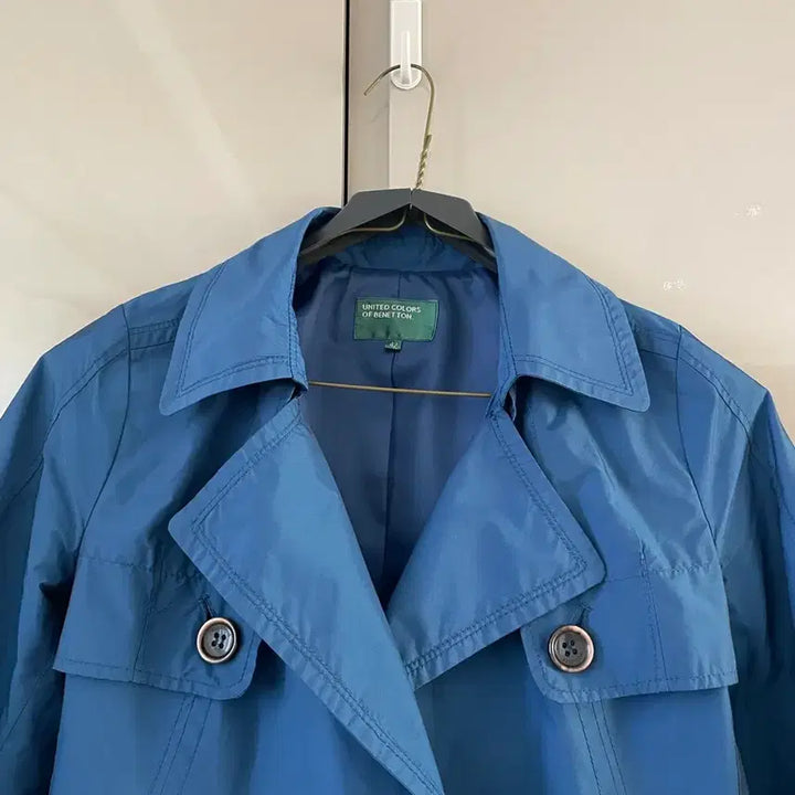 [BUNJANG] Benetton 7-Sleeve Short Trench Coat / 베네통 7부 딥블루 숏 트렌치 코트 42