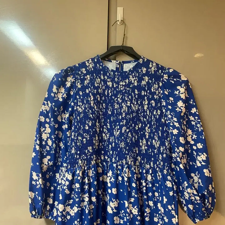 [BUNJANG] Flower Pattern Banding Shirring Long Dress / (새상품)8부 플라워 밴딩 셔링 롱 원피스 free