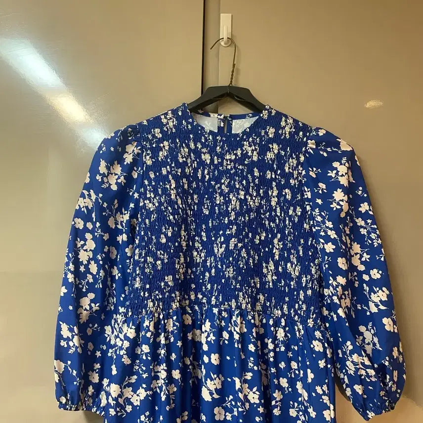[BUNJANG] Flower Pattern Banding Shirring Long Dress / (새상품)8부 플라워 밴딩 셔링 롱 원피스 free