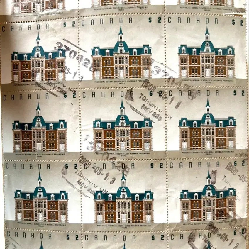 [BUNJANG] Canada 1994 Architecture Series $2 Used Stamp Block of 15 / 캐나다 1994년 건축 시리즈 $2 사용필 우표 15장 묶음