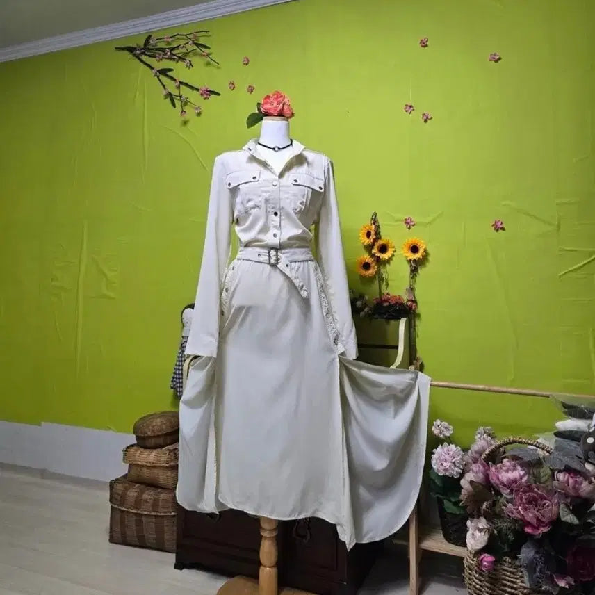 [BUNJANG] Long Dress with Side and Back Slits / 빅사이즈/데이트룩/ 똑닥단추/ 옆트임/ 뒷트임 / 언발치마 롱원피스