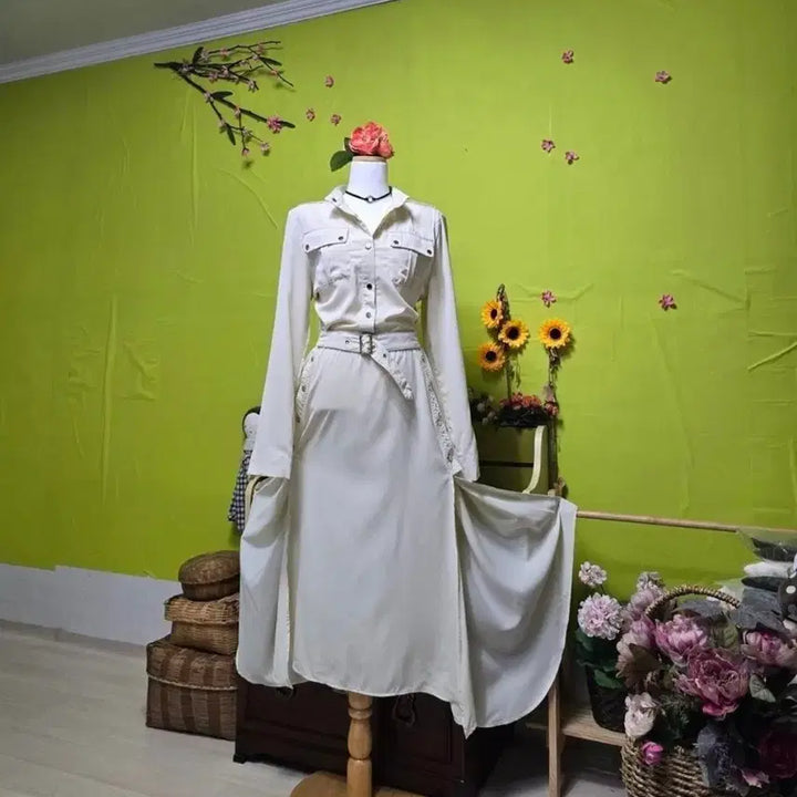 [BUNJANG] Long Dress with Side and Back Slits / 빅사이즈/데이트룩/ 똑닥단추/ 옆트임/ 뒷트임 / 언발치마 롱원피스