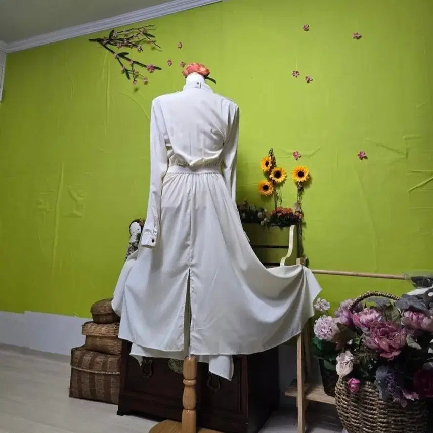 [BUNJANG] Long Dress with Side and Back Slits / 빅사이즈/데이트룩/ 똑닥단추/ 옆트임/ 뒷트임 / 언발치마 롱원피스