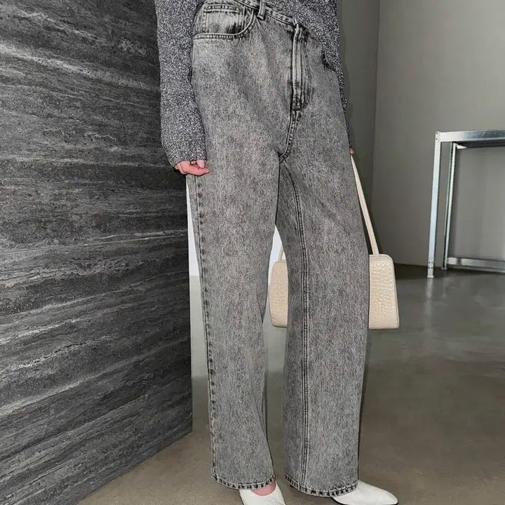 [BUNJANG] Dragon Blues Straight Washed Jeans - Salt Grey / 드래곤블루스 스트레이트 워시드 진 - 쏠트그레이