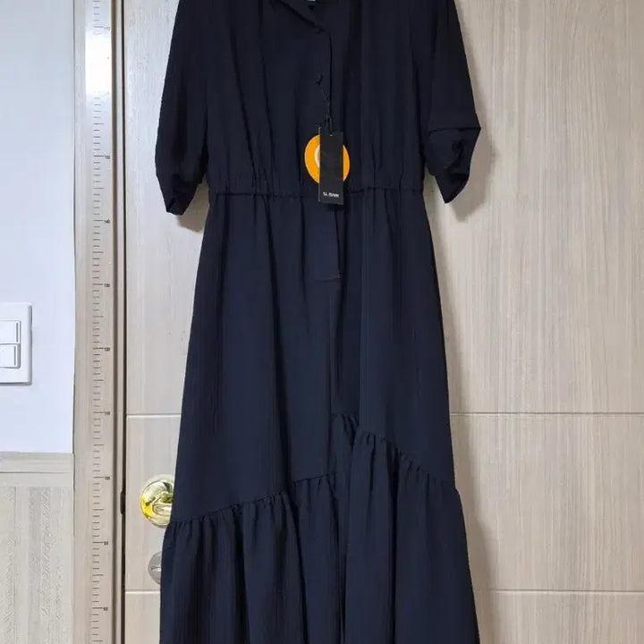 [BUNJANG] S.L. Riahh Black Long Shirt Dress / S.L. RIAHH 블랙 셔츠 롱원피스 텍있는 미사용  55. 66 시어