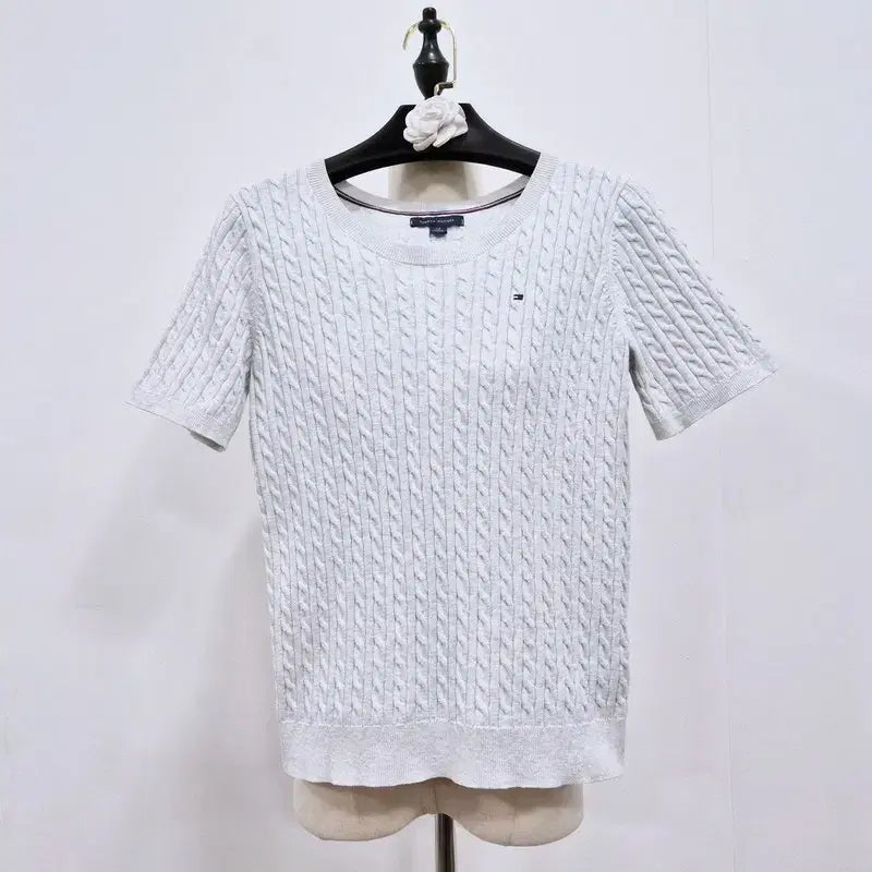 [BUNJANG] Tommy Hilfiger Cable Knit Short Sleeve Sweater / 타미힐피거 케이블 반팔 니트