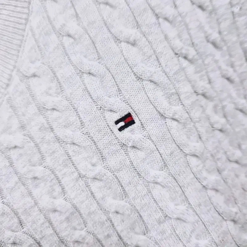 [BUNJANG] Tommy Hilfiger Cable Knit Short Sleeve Sweater / 타미힐피거 케이블 반팔 니트