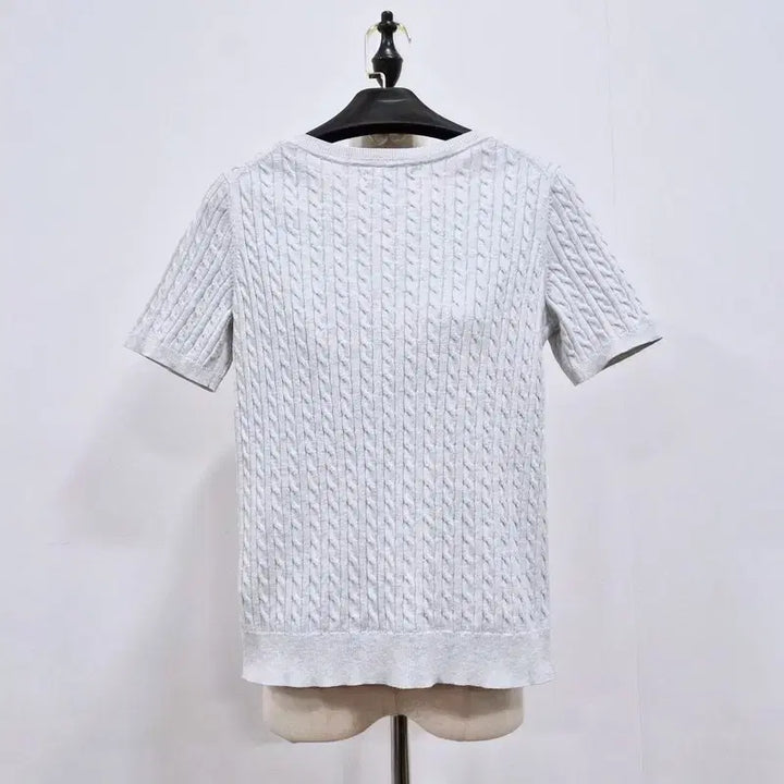 [BUNJANG] Tommy Hilfiger Cable Knit Short Sleeve Sweater / 타미힐피거 케이블 반팔 니트