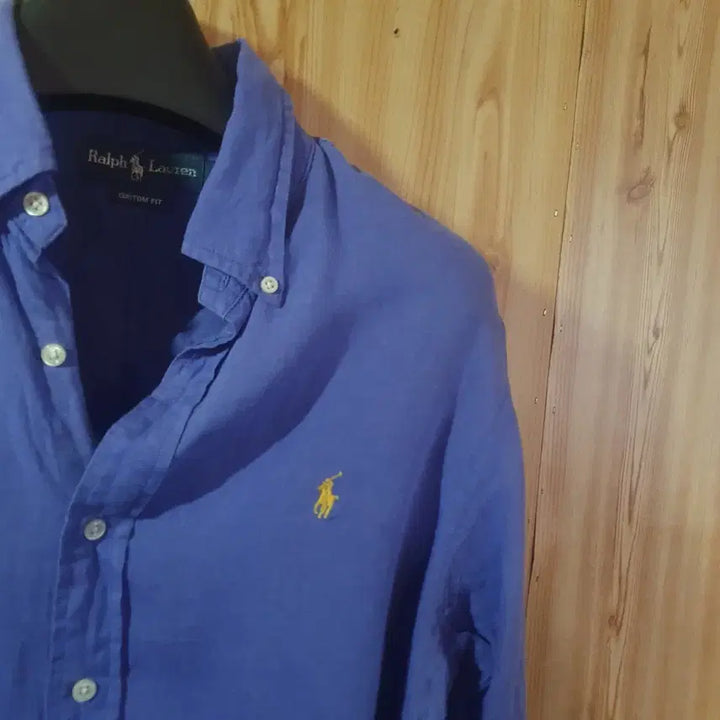 [BUNJANG] Polo Ralph Lauren Blue Linen Long Sleeve Shirt M / 폴로 랄프로렌 블루 린넨 셔츠 긴팔M