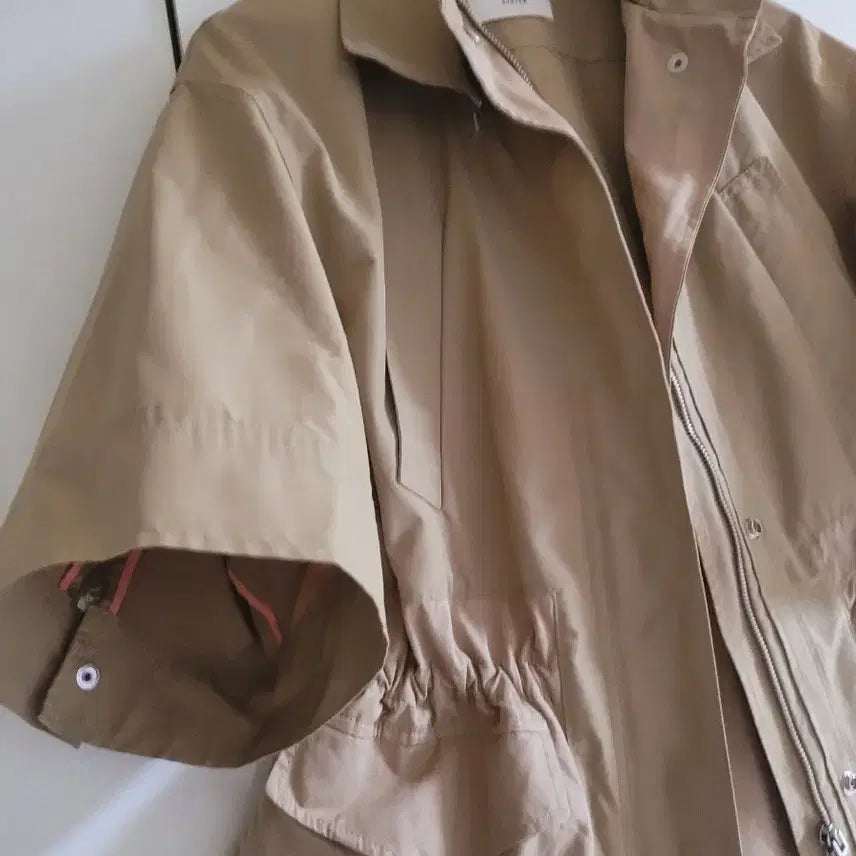 [BUNJANG] System Oversized Half-Sleeve Field Jacket Beige / 시스템 반팔오버핏 야상 자켓 베이지