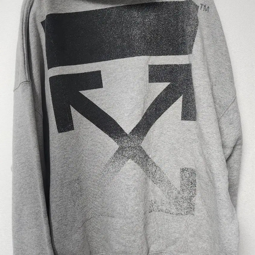 [BUNJANG] Off-White Back Logo Hoodie Grey / 오프화이트 백 로고 후드티 그레이