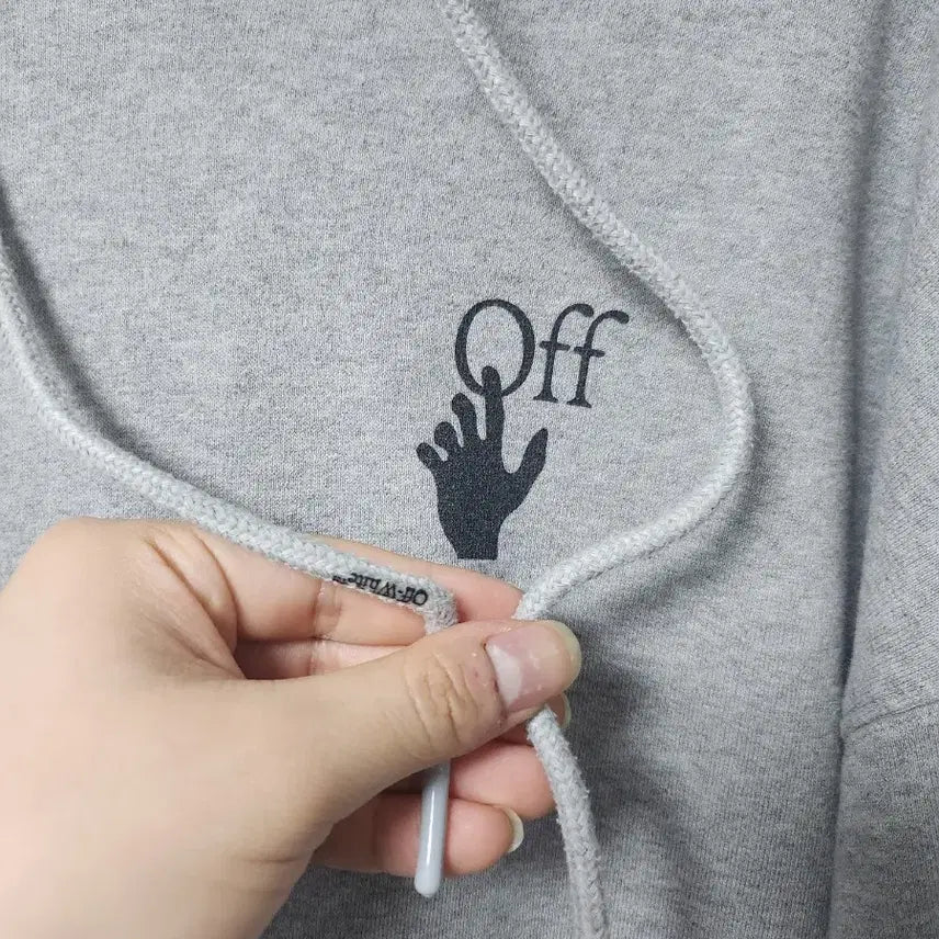 [BUNJANG] Off-White Back Logo Hoodie Grey / 오프화이트 백 로고 후드티 그레이