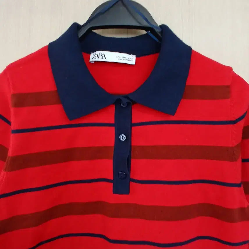[BUNJANG] Zara Red Stripe Cropped Long Sleeve Knit / 자라 레드 스트라이프 크롭 긴팔 니트