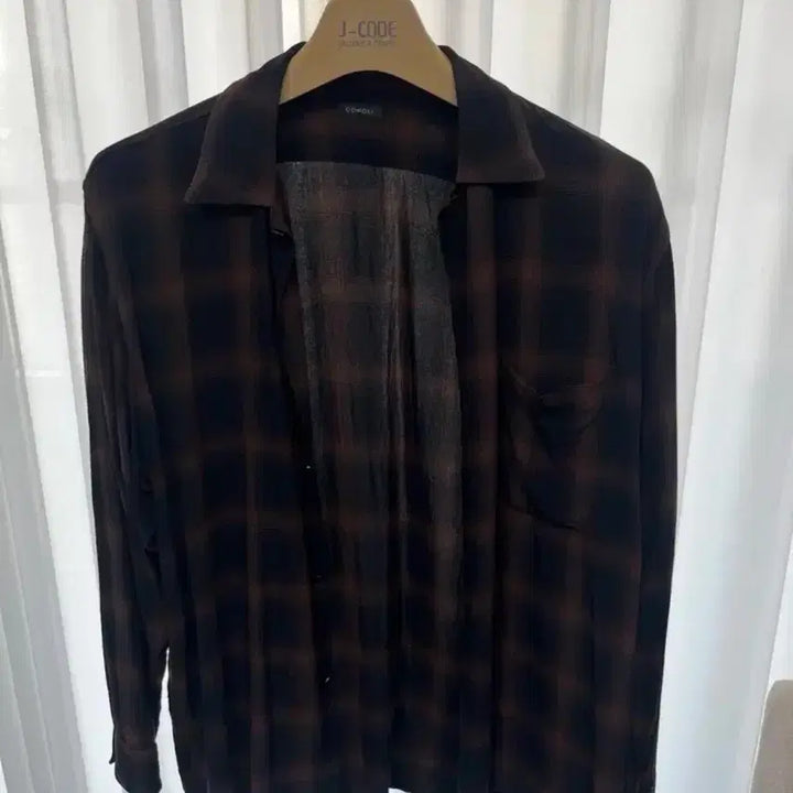 [BUNJANG] Comoli Rayon Open Collar Check Shirt / 1) 코모리 레이온 오픈카라 체크셔츠