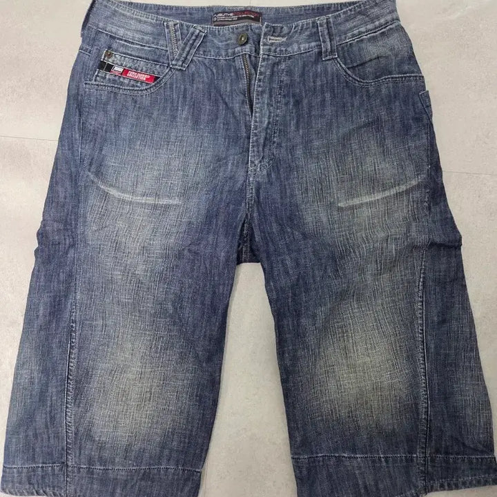 [BUNJANG] FUBU Vintage Y2K Hip Hop Denim Half Pants / FUBU 푸부 올드스쿨 빈티지 지퍼 데님 하프팬츠 (Y2K 힙합)