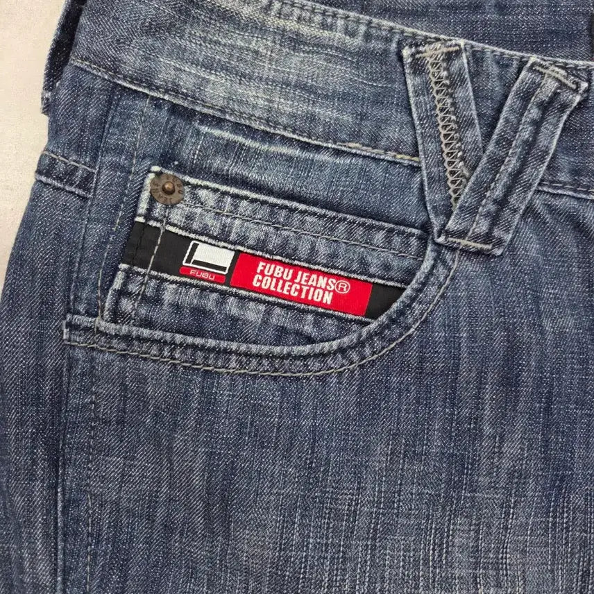 [BUNJANG] FUBU Vintage Y2K Hip Hop Denim Half Pants / FUBU 푸부 올드스쿨 빈티지 지퍼 데님 하프팬츠 (Y2K 힙합)