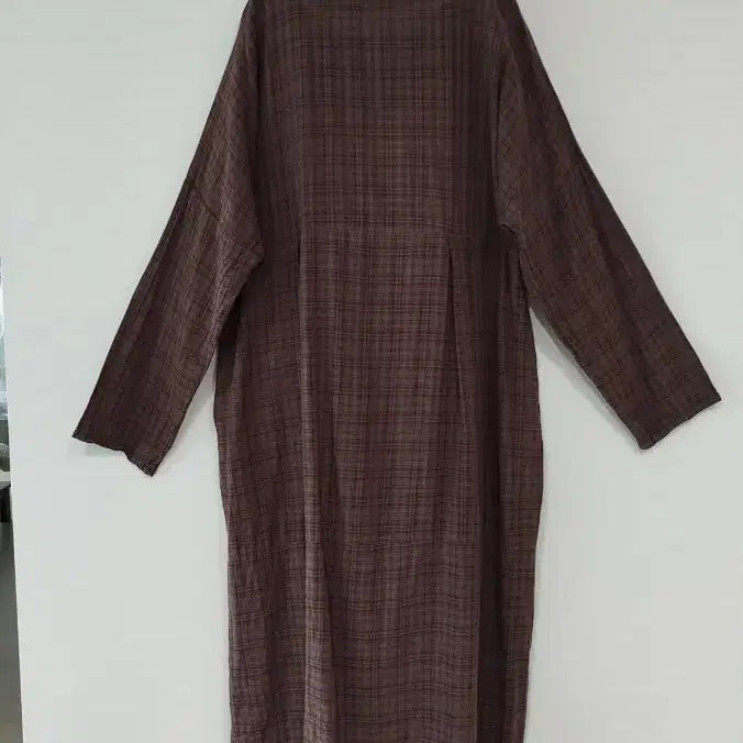 [BUNJANG] Checkered Tulip Hem Asymmetrical Dress / 88 99진밤색 염색 체크 얇은 아사면 앞뒤 언발 튜울립단 원피스