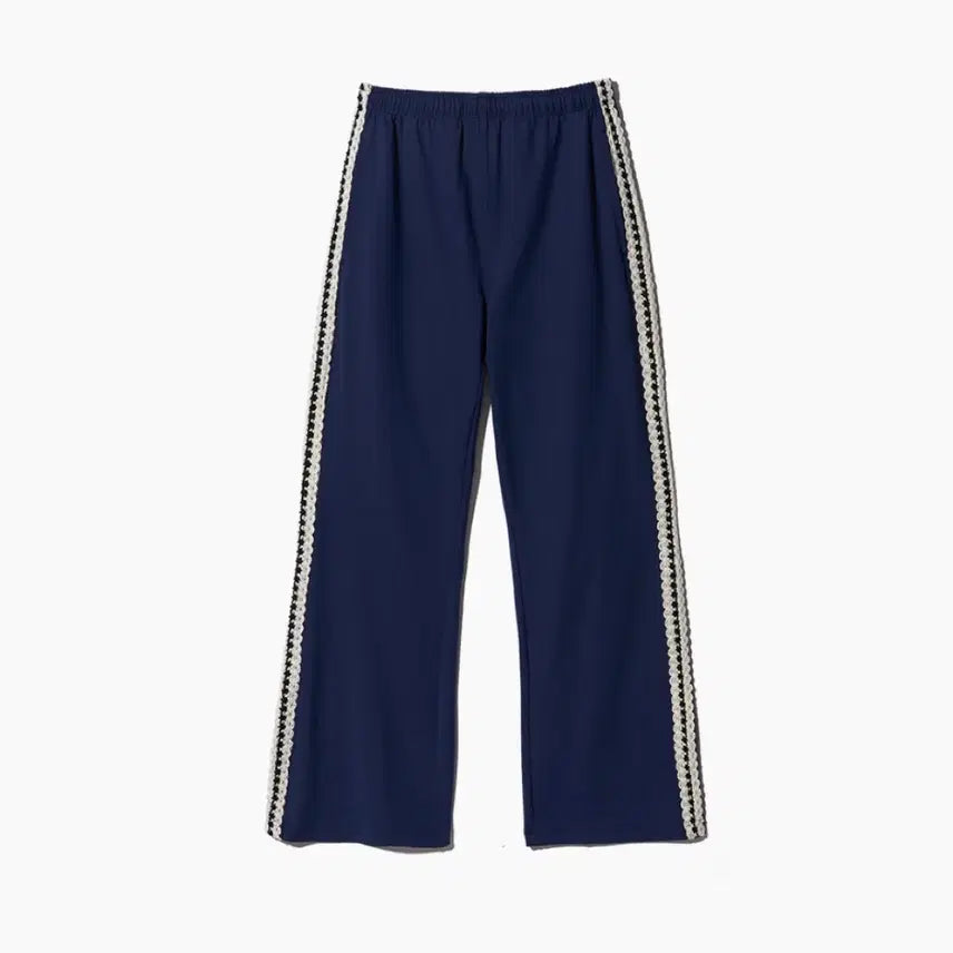 [BUNJANG] poev Lace Trim Track Pants - Navy / poev/ Lace Trim Track Pants - Navy