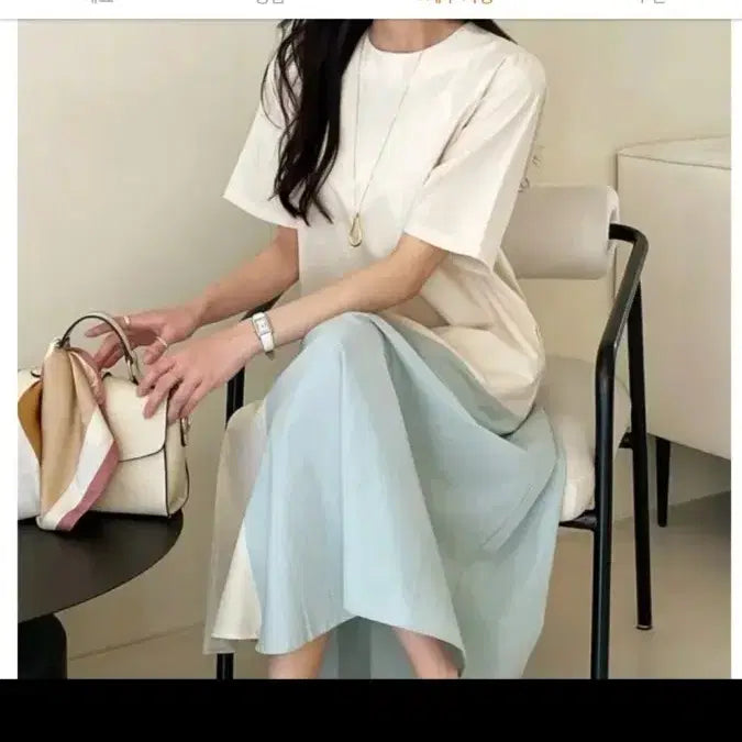 [BUNJANG] Colorblock Tiered Maxi Dress / 팬던 배색 바시락원피스