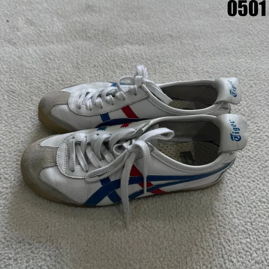 [BUNJANG] Onitsuka Tiger Sneakers (White/Blue/Red) 240mm / 오니츠카타이거 흰/파/빨 스니커즈 240