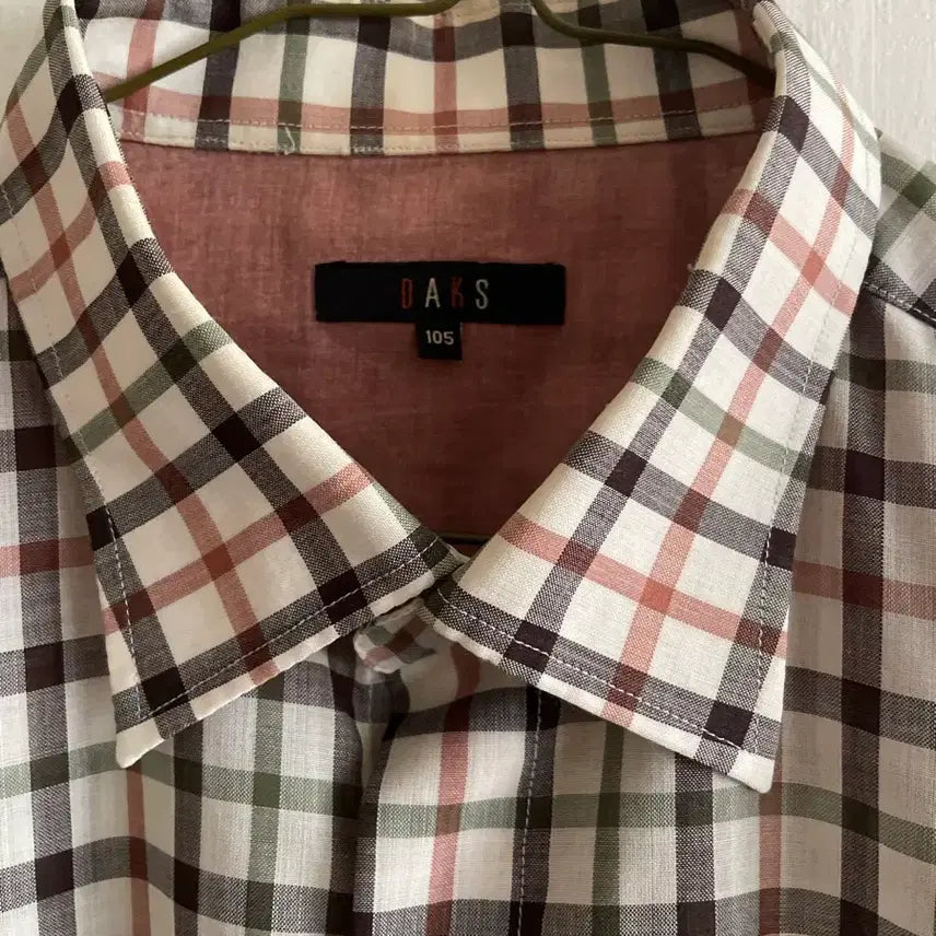 [BUNJANG] Daks Check Casual Slim Fit Short Sleeve Shirt / 닥스체크 썸머 울 반팔셔츠