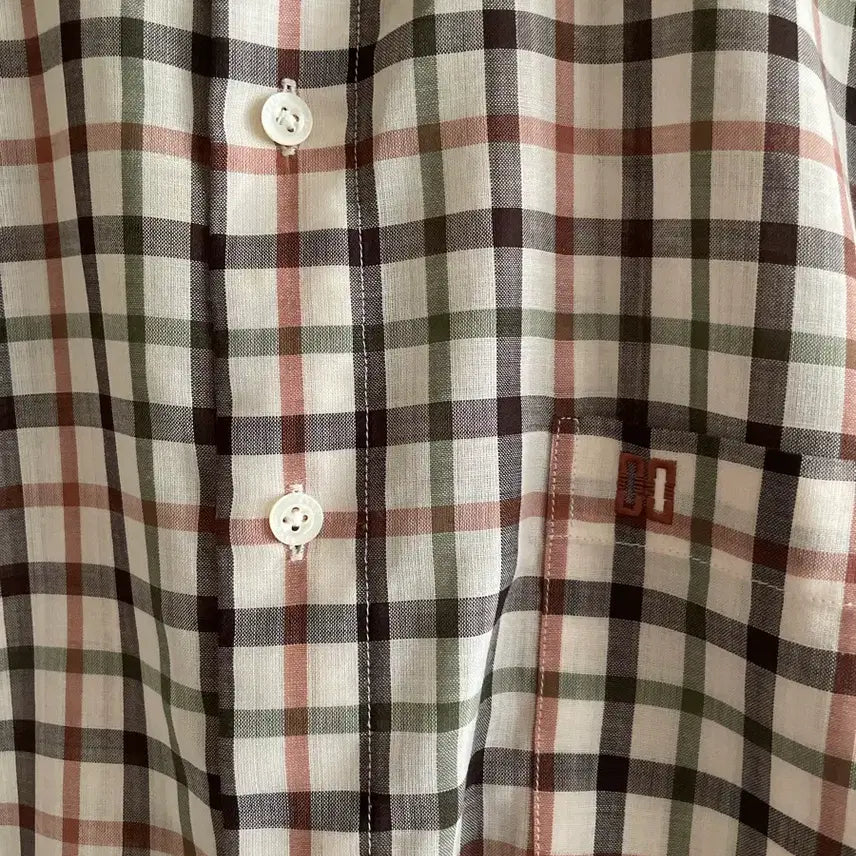 [BUNJANG] Daks Check Casual Slim Fit Short Sleeve Shirt / 닥스체크 썸머 울 반팔셔츠