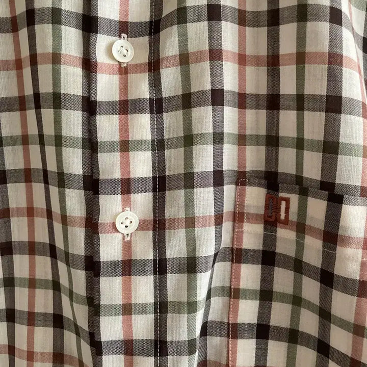 [BUNJANG] Daks Check Casual Slim Fit Short Sleeve Shirt / 닥스체크 썸머 울 반팔셔츠