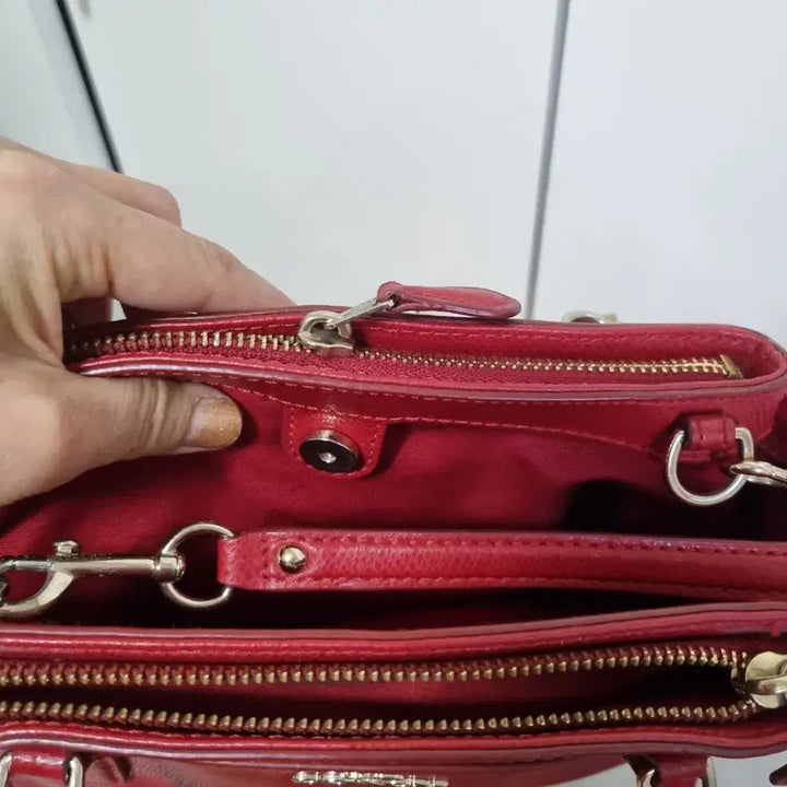 [BUNJANG] Coach Red Leather Tote Bag / Crossbody Bag / 코치 레드 가죽 토트백 겸 크로스백