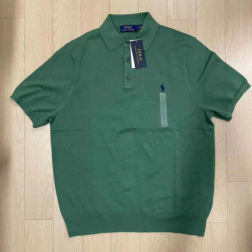 [BUNJANG] Polo Ralph Lauren Cotton Short Sleeve Collar Knit Green L / [새제품] 폴로 랄프로렌 코튼 반팔카라니트 그린 L