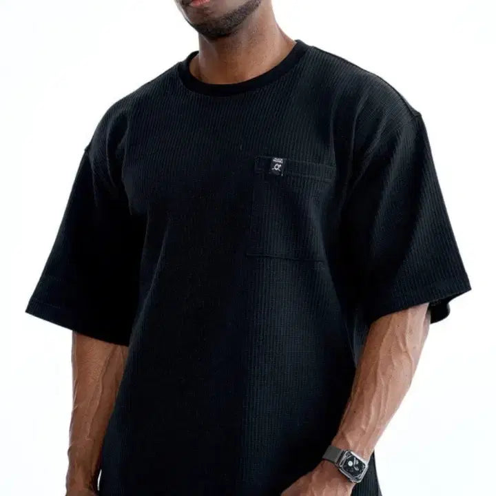 [BUNJANG] Black Mamba Oversized Waffle Pocket Short-Sleeve T-Shirt (L) / 블랙맘바 오버핏 와플 포켓 반팔 티셔츠 (L)