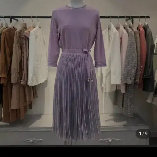 [BUNJANG] RENEE LEVON Purple Pleated Midi Dress / RENEE LEVON 퍼플 플리츠 원피스