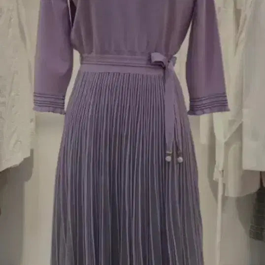 [BUNJANG] RENEE LEVON Purple Pleated Midi Dress / RENEE LEVON 퍼플 플리츠 원피스