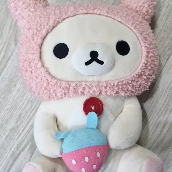 [BUNJANG] Rilakkuma Korilakkuma Strawberry Plush (Medium) / 리락쿠마 코리락쿠마 딸기인형 (중형)