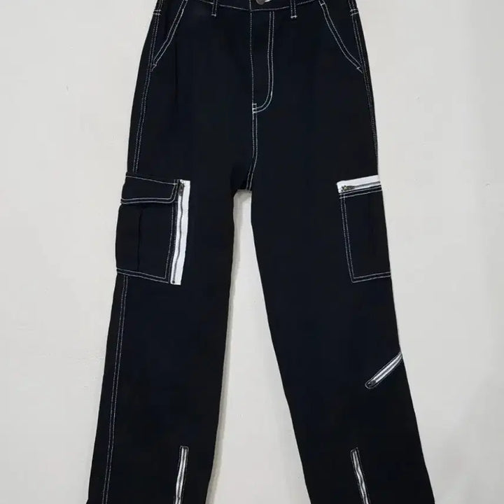 [BUNJANG] RUNNINGHIGH Black Cargo Wide Pants / RUNNINGHIGH 블랙 카고 와이드 팬츠