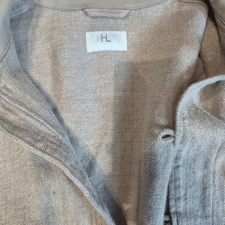 [BUNJANG] Herill Linen Jacket with Leather Collar - Size 3 / 헤릴 린넨 자켓 카라 레더 3