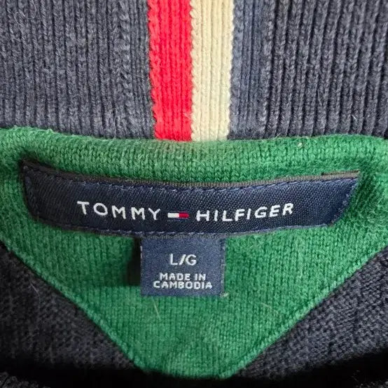 [BUNJANG] Tommy Hilfiger Navy Cable Knit Round Neck Sweater / 타미힐피거 네이비 라운드넥 니트