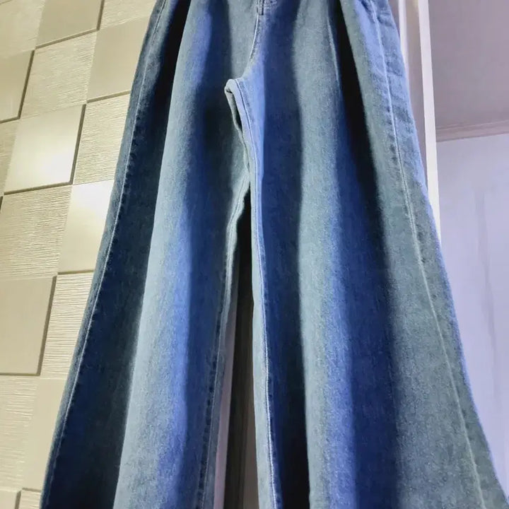 [BUNJANG] Wide Denim Pants - Free Size / 와이드 데님 팬츠 청 Free사이즈