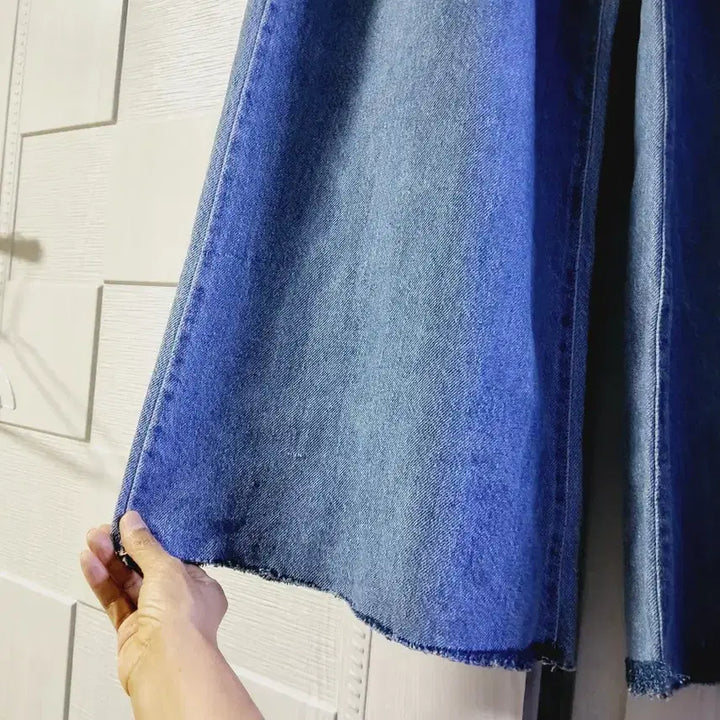 [BUNJANG] Wide Denim Pants - Free Size / 와이드 데님 팬츠 청 Free사이즈