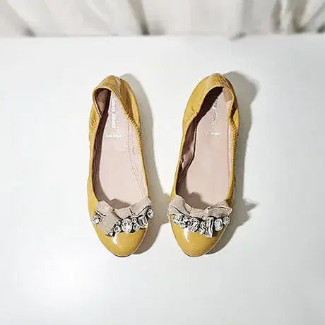 [BUNJANG] Miu Miu Ballet Flats Yellow Ribbon Crystal Embellished / 미우미우 플랫 230~235
