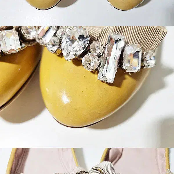 [BUNJANG] Miu Miu Ballet Flats Yellow Ribbon Crystal Embellished / 미우미우 플랫 230~235