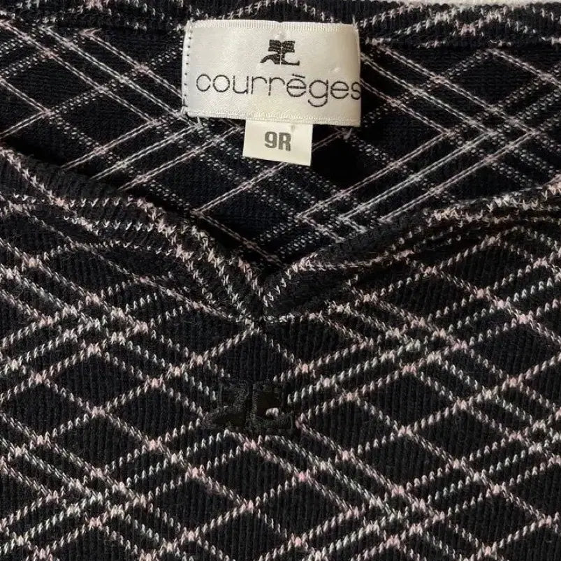 [BUNJANG] Courreges Check 3/4 Sleeve Top / 꾸레쥬 체크 탑