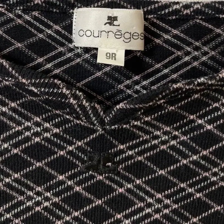 [BUNJANG] Courreges Check 3/4 Sleeve Top / 꾸레쥬 체크 탑