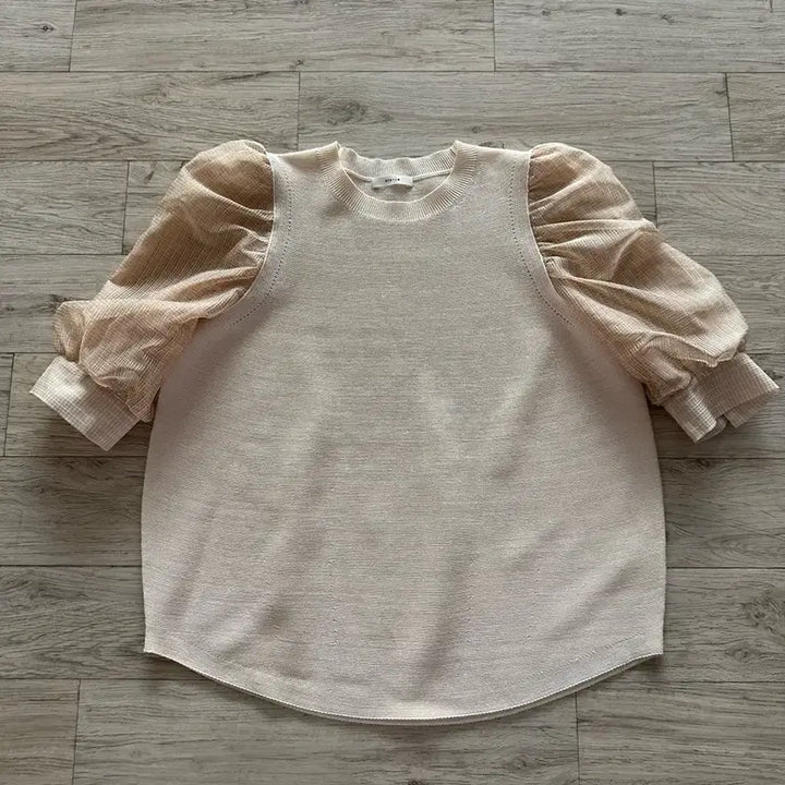 [BUNJANG] SYSTEM Sheer Puff Sleeve Knit Blouse / SYSTEM 시스루 퍼프 니트 블라우스