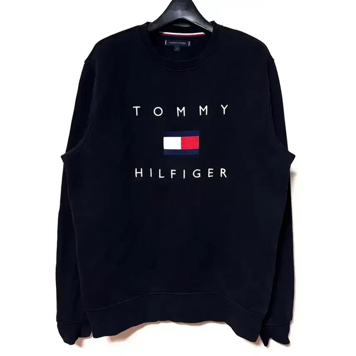 [BUNJANG] Tommy Hilfiger Big Logo Sweatshirt (Fleece Lined) / [L,100]타미힐피거 빅로고 맨투맨 기모 블랙