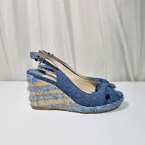 [BUNJANG] Jimmy Choo Denim Wedge Sandals / 지미추 웨지샌들 235