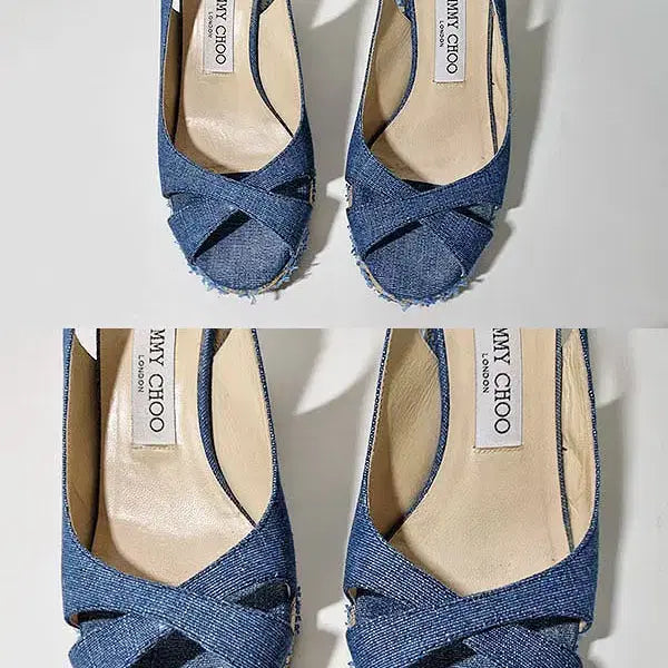 [BUNJANG] Jimmy Choo Denim Wedge Sandals / 지미추 웨지샌들 235