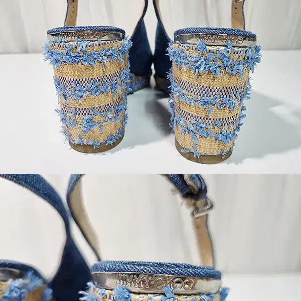 [BUNJANG] Jimmy Choo Denim Wedge Sandals / 지미추 웨지샌들 235